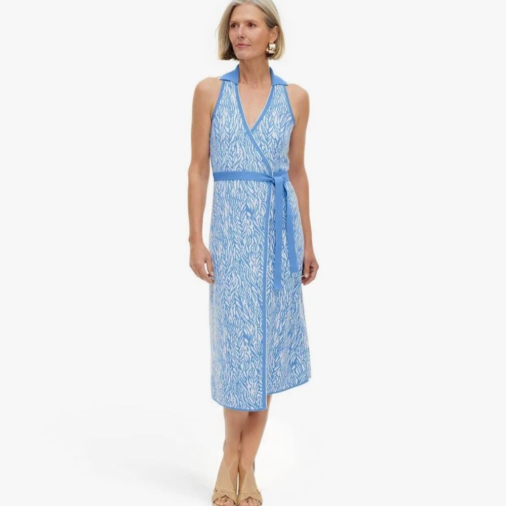 Diane Von Furstenberg for Target Collared Sleeveless Midi Wrap Dress xxs nwt